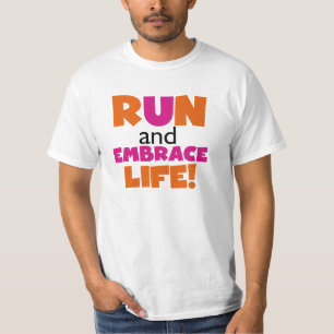 Camiseta Executar e Embarcar a Vida Cor-de-Rosa Laranja