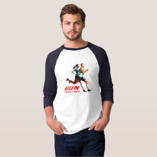 Camiseta Executar juntos   Raglan Capa 3/4 de uso masculino