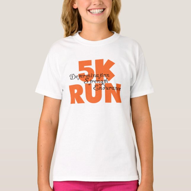 Camiseta Executar Laranja de 5K (Frente)