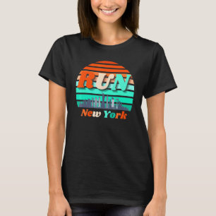 Camiseta Executar Nova York Sunrise City Silhouette Corre