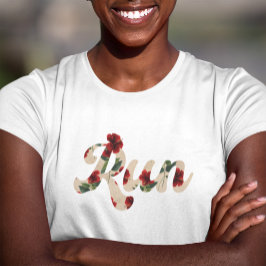 Camiseta Executar Padrão de Hibiscus Rustic Rustic do Tipo 