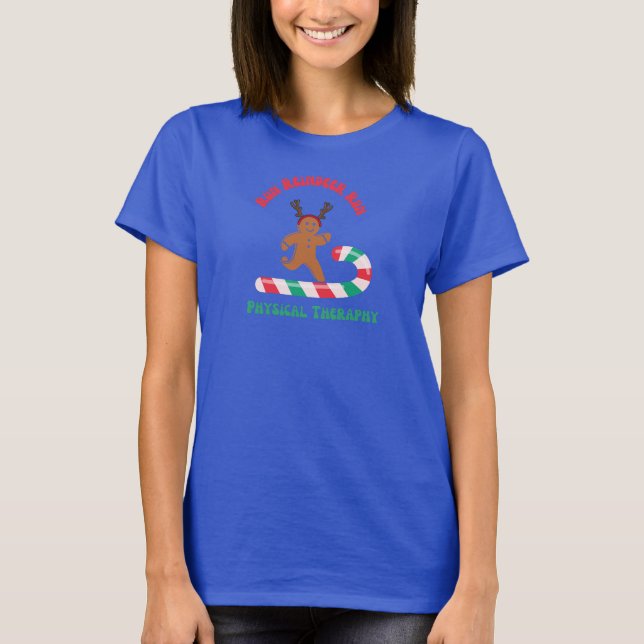 Camiseta Executar Reindeer Executar Terapia Física de Natal (Frente)