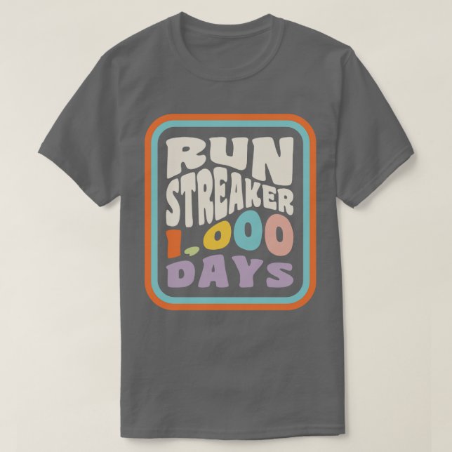 Camiseta Executar Streak Run Streaker 1.000 dias de Comma e (Frente do Design)