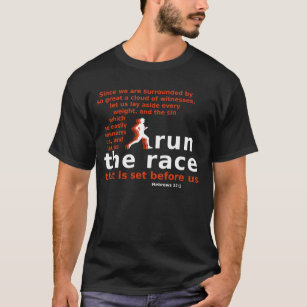 Camiseta Execute a citação da Bíblia Race Hebrews 12:1