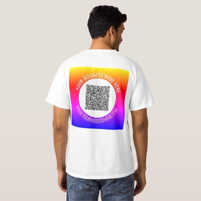 Camiseta Exemplo de Código QR da Sua Empresa Perso (Parte Traseira Completa)