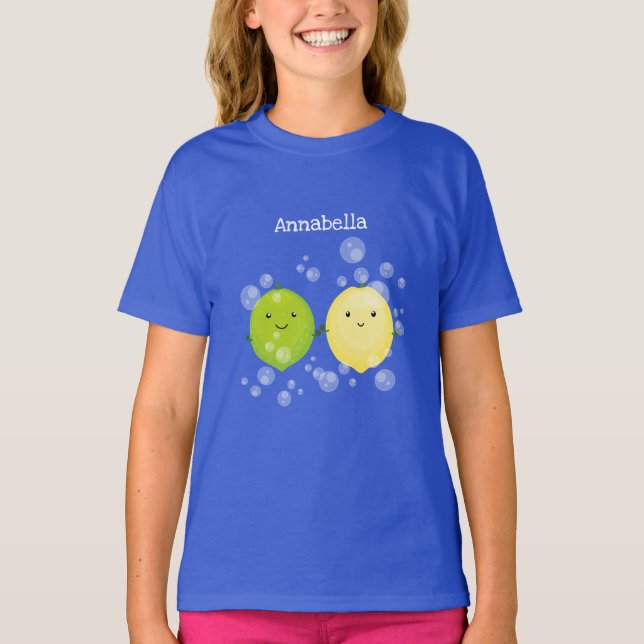 Camiseta Exemplo de desenho animado de limão de limão feliz (Frente)