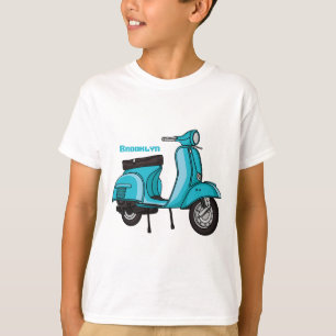 Camiseta Exemplo de desenho animado de motocicleta em forma
