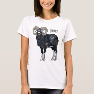 Camiseta Exemplo de desenho animado de ovelhas Mouflon