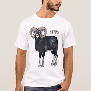 Camiseta Exemplo de desenho animado de ovelhas Mouflon