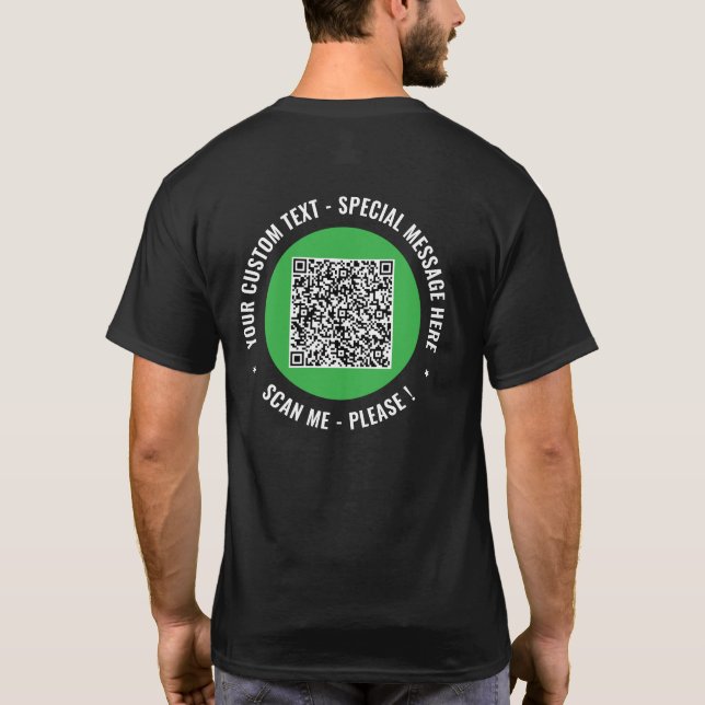 Camiseta Exemplo de T-Shirt de Código QR Personalizado Text (Verso)