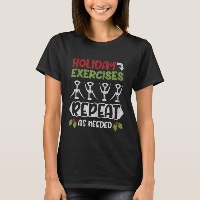 Camiseta Exercício De Natal Engraçado Vinho Vinho D (Frente)