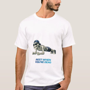 Camiseta Exercício de Prancha de Esqueleto Design de Treina