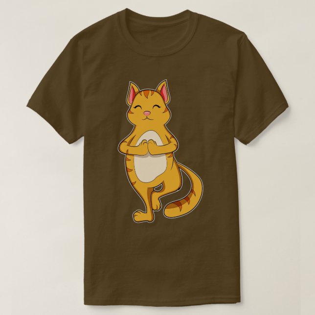 Camiseta Exercício de Yoga com Gatos (Frente do Design)