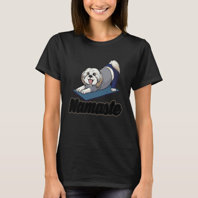 Camiseta Exercise Yoga Shih Tzu Let's Walk men women kids,  (Frente)