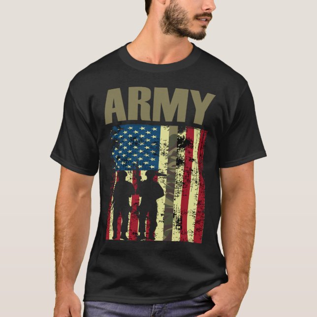 Camiseta Exército Americano de Bandeira Camo 4 de julho (Frente)
