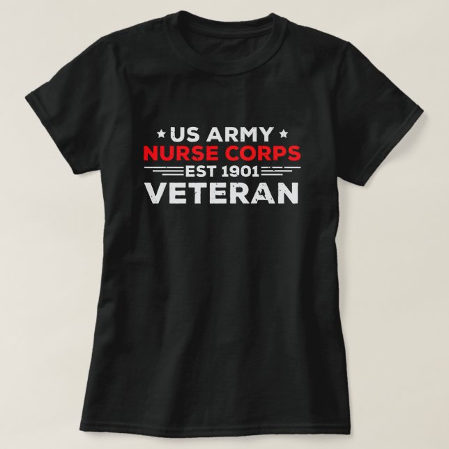 Camiseta Exército Americano Enfermeira Corpo Veterano Patri (Frente do Design)