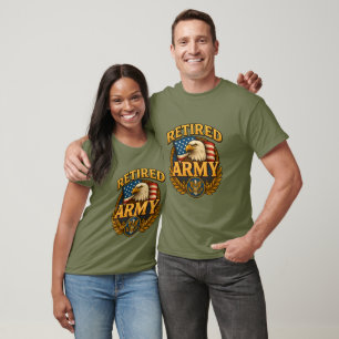Camiseta Exército Aposentado com bandeira e águia