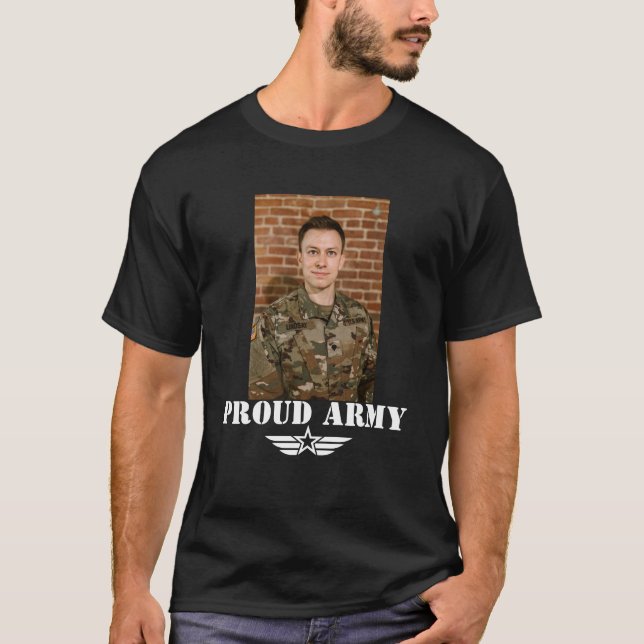 Camiseta Exército de Texto Personalizado com Foto (Frente)