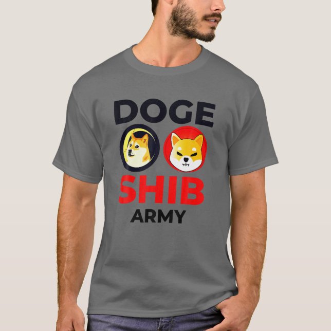 Camiseta Exército DOGE SHIB — Dogecoin Shiba Inu Coin Crypt (Frente)