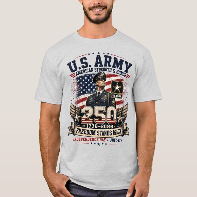 Camiseta EXÉRCITO DOS EUA "A Liberdade Permanece Forte" 4 d (Frente)