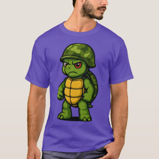 Camiseta Exército engraçado e zangado Soldado tartaruga ret