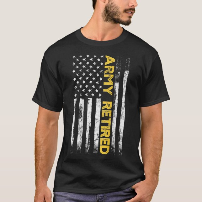 Camiseta Exército Militar Norte-Americano Aposentado Linha  (Frente)