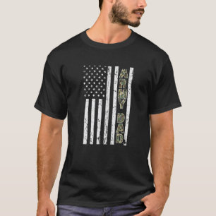 Camiseta Exército Pai Americano Bandeira Camuflagem Militar