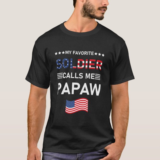 Camiseta Exército Papaw Meu Soldado Favorito Me Chama Papaw (Frente)