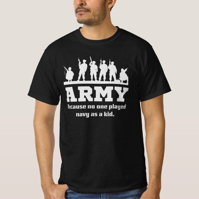 Camiseta Exército, porque ninguém jogava marinho quando cri (Frente)