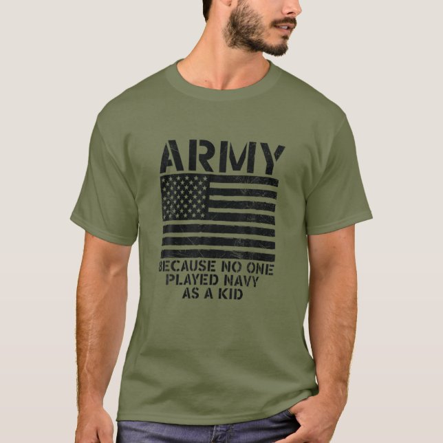 Camiseta Exército Porque Ninguém Tocou Marinho Como Uma Cri (Frente)