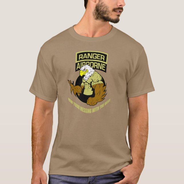 Camiseta Exército Ranger Airborne "Mensagem com o Melhor" (Frente)