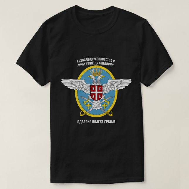 Camiseta Exército Sérvio Força Aérea Sérvia Bandeira Forças (Frente do Design)