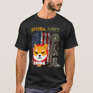 Camiseta Exército Shiba, moeda de Shiba Inu com bandeira am