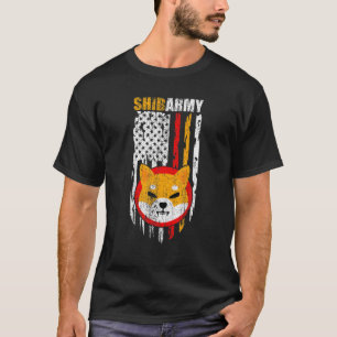 Camiseta Exército Shiba, Moedas Shiba Inu Com Bandeira Ame