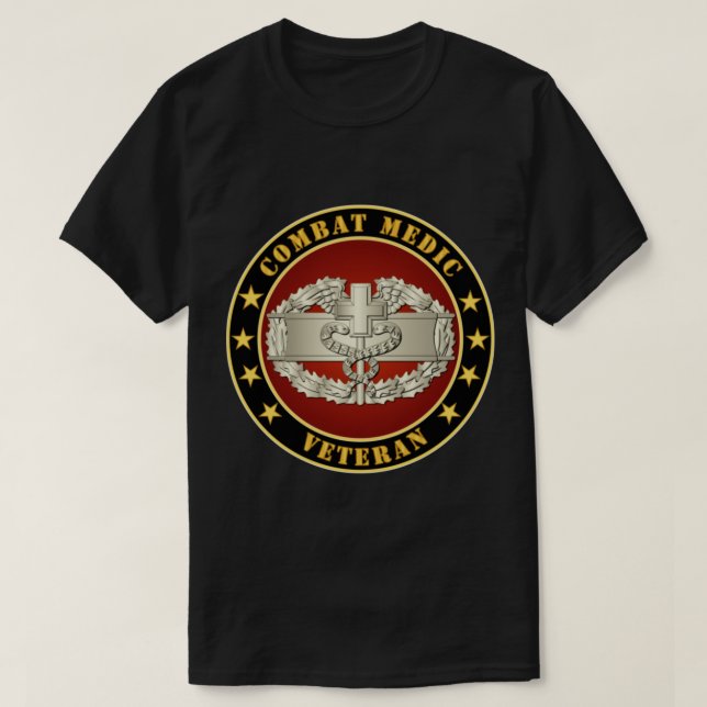 Camiseta Exército Veterano de Combate - Veterano Médico de  (Frente do Design)