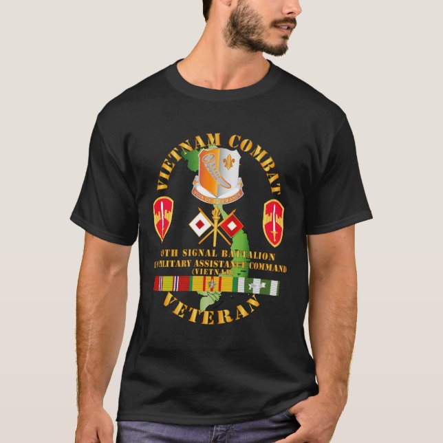 Camiseta Exército - Vietnam Combat Vet w 69th Signal Bn DUI (Frente)