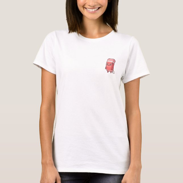 Camiseta Exhausted Pink Eraser Cartoon (Frente)
