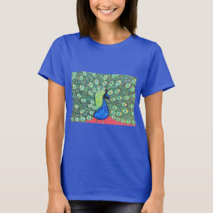 Camiseta Exibindo Pintura de Peacock