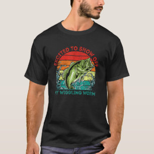 Camiseta Exibir Meu Minhoca Balançando Pesca Função Pescado