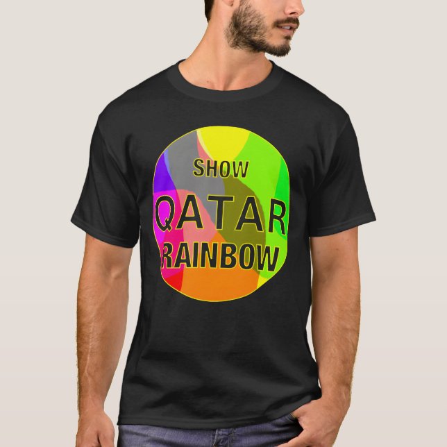 Camiseta Exibir Qatar arco-íris retrô (Frente)