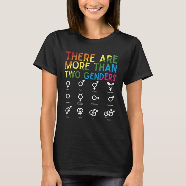 Camiseta Existem Mais De 2 Gêneros Arco-Íris Orgulho LGBT (Frente)