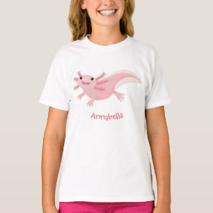 Camiseta Exolotl branco rosa feliz