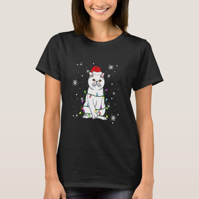 Camiseta Exotic Shorthair Cat Christmas Lights Christmas Ca (Frente)