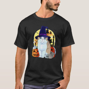 Camiseta Exotic Shorthair Gato Fofo Halloween Bruxa Abóbora