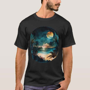 Camiseta Exotic Watercolor Beach Sunset