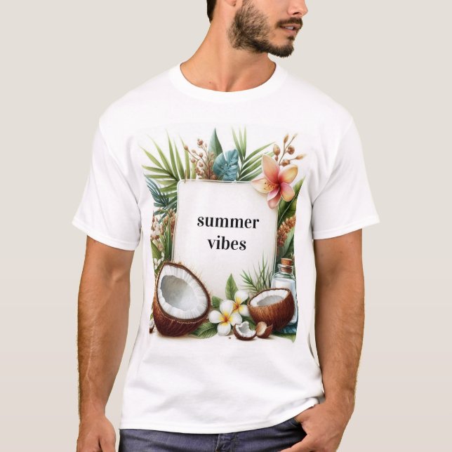 camiseta exotica de coco vibracoes de verao (Frente)