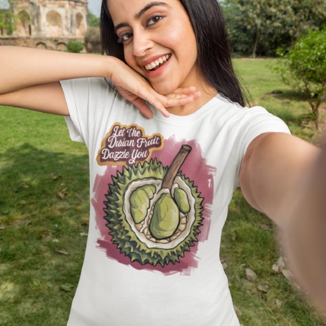 Camiseta Exótica Delícia Duriana a Rosa (Criador carregado)