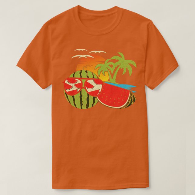 Camiseta Exótico Verão Sunset Funny Melon Sunglass Tropic (Frente do Design)