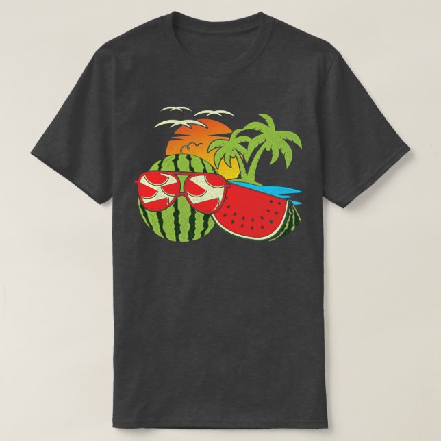Camiseta Exótico Verão Sunset Funny Melon Sunglass Tropic (Frente do Design)