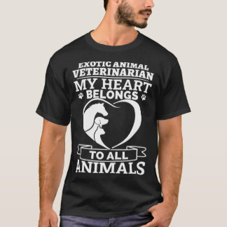 Camiseta Exótico Veterinário Animal Meu Coração Pertence A 